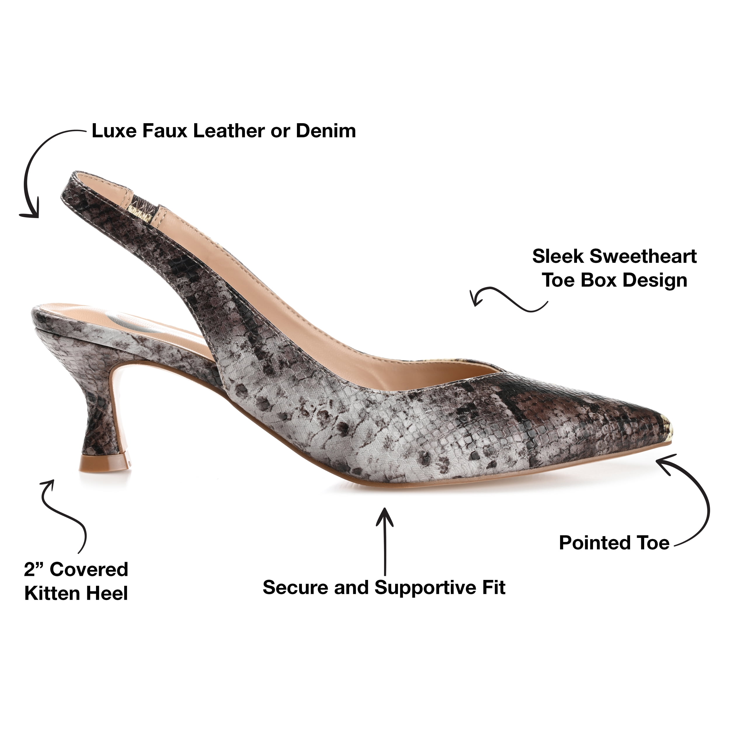 Journee Womens Mikoa Kitten Heel Sling Back Pointed Toe Pumps, Widths Available