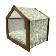 thumbnail image 2 of Watercolor Pet House, Diamond Pattern Blooming Floral Arrangement Petals and Leaves, Outdoor & Indoor Portable Dog Kennel with Pillow and Cover, 5 Sizes, Pale Green Yellow White, by Ambesonne, 2 of 5