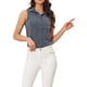 thumbnail image 1 of CAMISA SIN MANGAS DE BOTONES PARA MUJER INSPIRAR CHIC TUNIC DE CUELLO DE LENGÜETA DE DENIM CHAMBRAY TALLA L AZUL OSCURO, 1 of 6