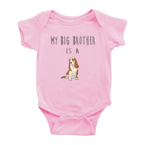 My Big Brother Is A English Cocker Spaniel Dog Funny Baby Clothing Bodysuits Boy Girl Unisex