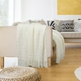 thumbnail image 2 of PiccoCasa Soft Acrylic Decorative Throw Blanket Fringe for Couch 50"x60" Cream White, 2 of 8