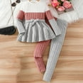 thumbnail image 2 of Kaemgyyd 3-10 Y Toddler Baby Girls Clothes 2 Piece Set Fashion Knit Ribbed Ruffle Hem Pullover and Pants Spring Fall Outfit, 2 of 6