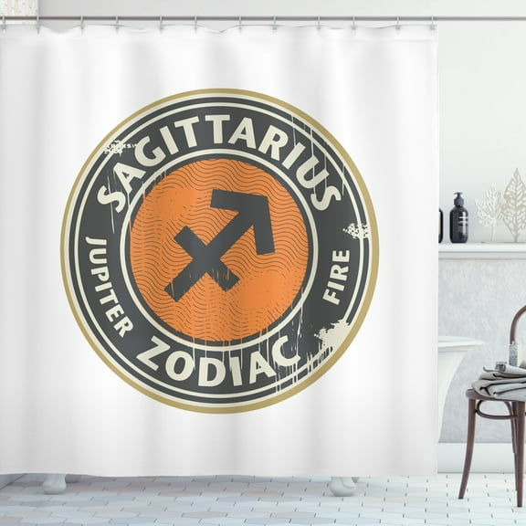 Ambesonne Sagittarius Shower Curtain, Zodiac Design, 69"Wx84"L, Dark Taupe Orange Beige