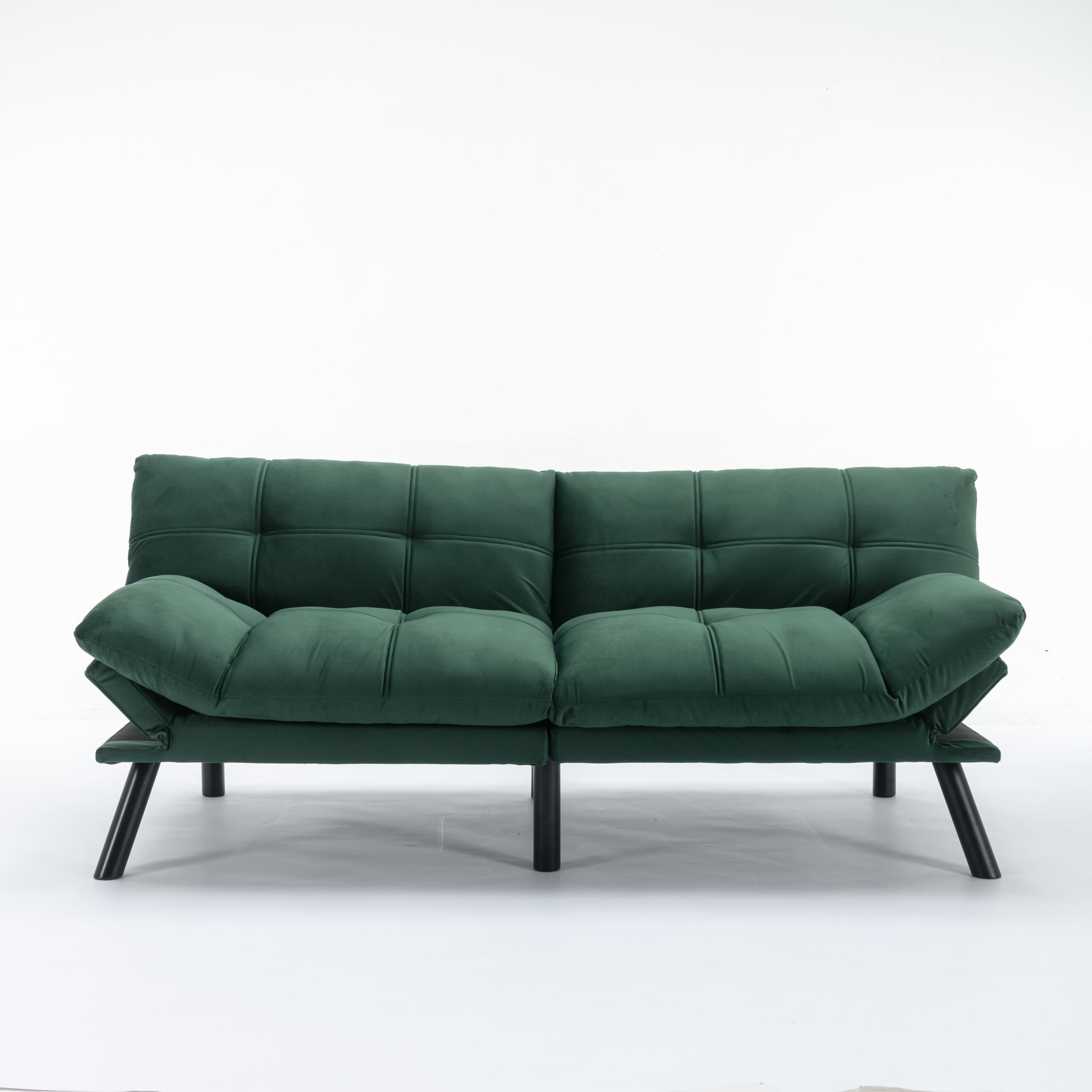 Convertible Folding Sofa Bed, Adjustable Armrest and Backrest, Emerald, 70.87 Inch Length, Upholstered Fabric, 2-Seater, Modern Design for Small Living Room Bedroom Apartment Office