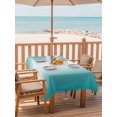thumbnail image 2 of Outdoor Table Cloth with Umbrella Hole and Zipper, Teal Ombre Waterproof Rectangle Tablecloth 52"x70", Turquoise White Gradient Modern Abstract Art Washable Table Cover for Outside Party Patio Picnic, 2 of 8