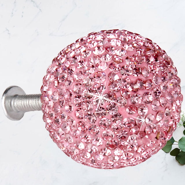 UPOUART Stainless Steel Rhinestone Inlaid Cabinet Pull Handle for Drawer Use Pink 5 Sizes Available