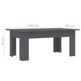 thumbnail image 4 of vidaXL Coffee Table Grey 100x60x42 cm Engineered Wood, 4 of 4