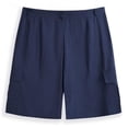 thumbnail image 6 of Havenre Linen Cargo Shorts for Men Loose Regular Fit Casual Button Elastic Waist Twill Shorts Lightweight Beach Vacation Hawiian Short Pants with Mulit-Pockets Dark Blue M, 6 of 6