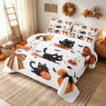thumbnail image 3 of Erosebridal Cute Black Cat Quilt King, Happy Halloween Ghost Pumpkin King Coverlet Set for Boys Girls, Orange Black White, 3-Piece 1 Bedspread and 2 Pillowcases, 3 of 7