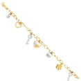 thumbnail image 2 of Wellingsale 14k Two 2 Tone White and Yellow Gold Polished Charm Bracelet with Lobster Claw Clasp - 7.5", 2 of 5