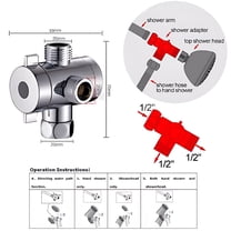 HIBIBUD 1/2 Inch Three Way T-adapter Valve For Toilet Bidet Shower Head Diverter Valve Bathroom Cans with Lids