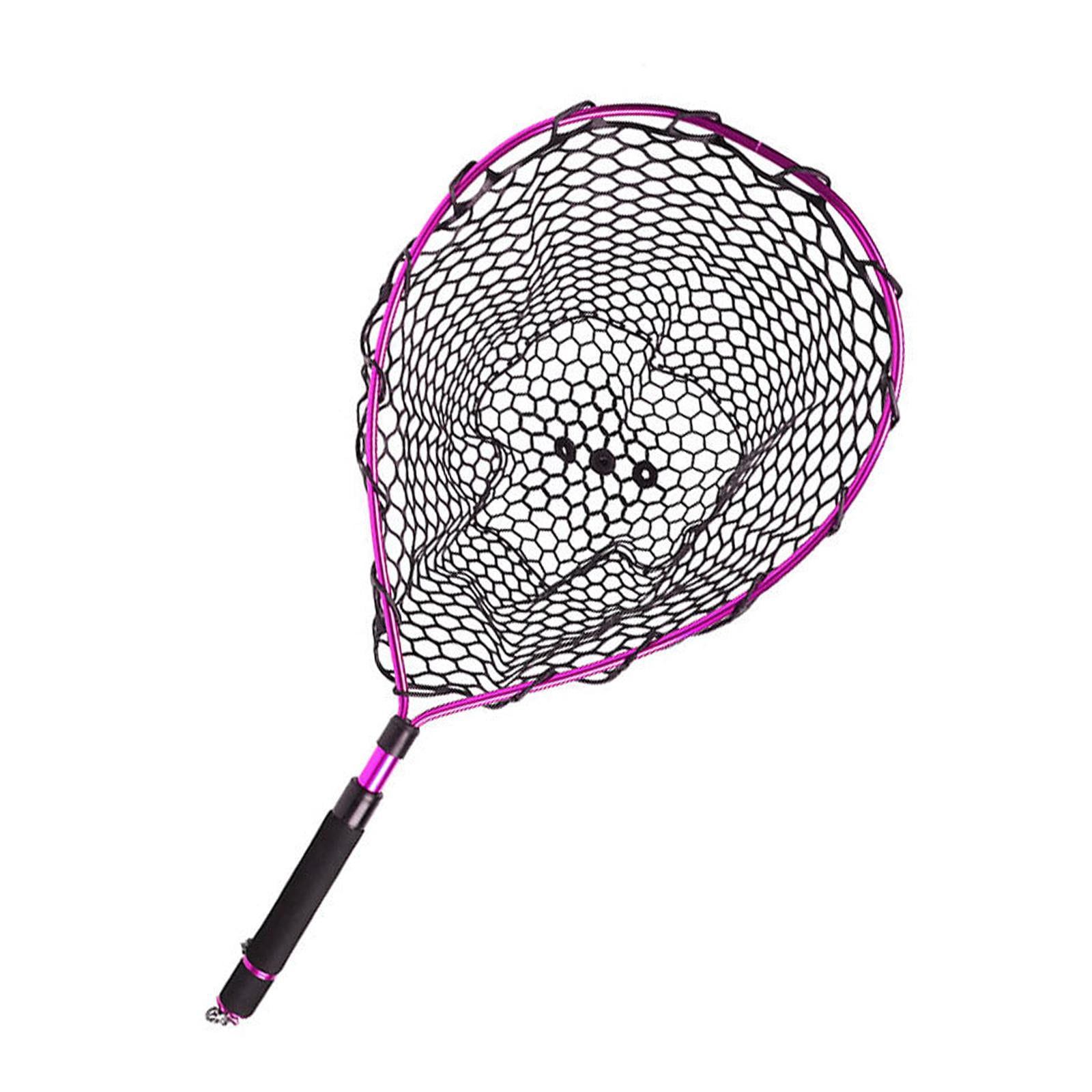 Wswqop Fishing Net Landing Net Foldable T for Kids Adults EVA Handle Catching Releasing Rose Pink