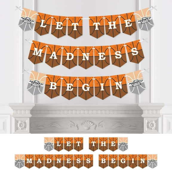 Big Dot of Happiness Basketball - Let The Madness Begin - College Basketball Party Bunting Banner - Party Decorations - Let The Madness Begin