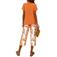 thumbnail image 6 of Women's Printed Casual Two Piece Set Cropped Top and Half Length Bottoms Modern Outfit,Orange,XXXXXL, 6 of 7