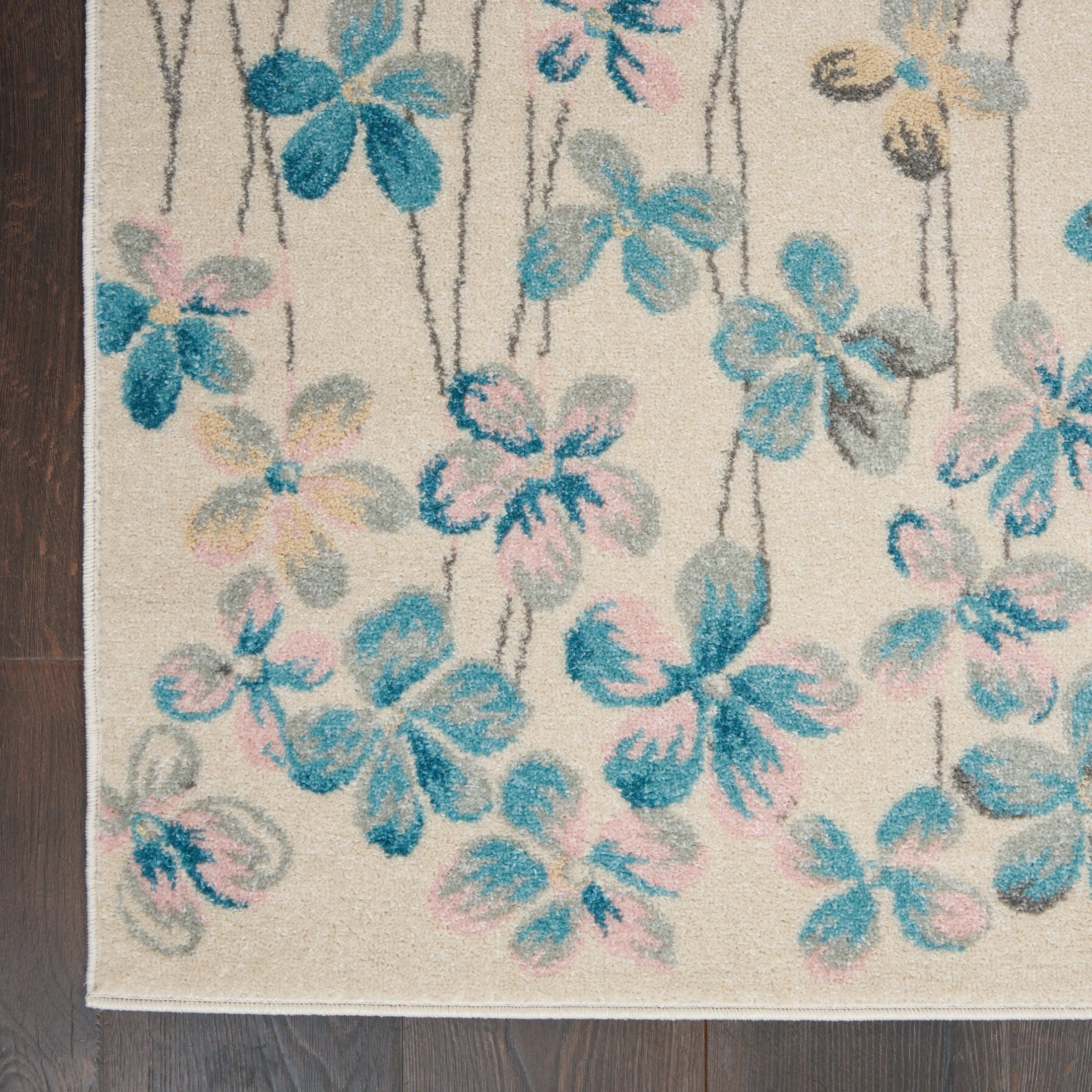 Serene Floral Botanical Area Rug, Ivory, 6 ft x 9 ft