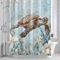 thumbnail image 2 of Ocean Turtle Bathroom Shower Curtain, Retro Marine Life Starfish Coral Waterproof Washable Soft Bath Curtain for Bathtub Decor with 12 Hooks&Grommet, 36x78 Inch, 2 of 9