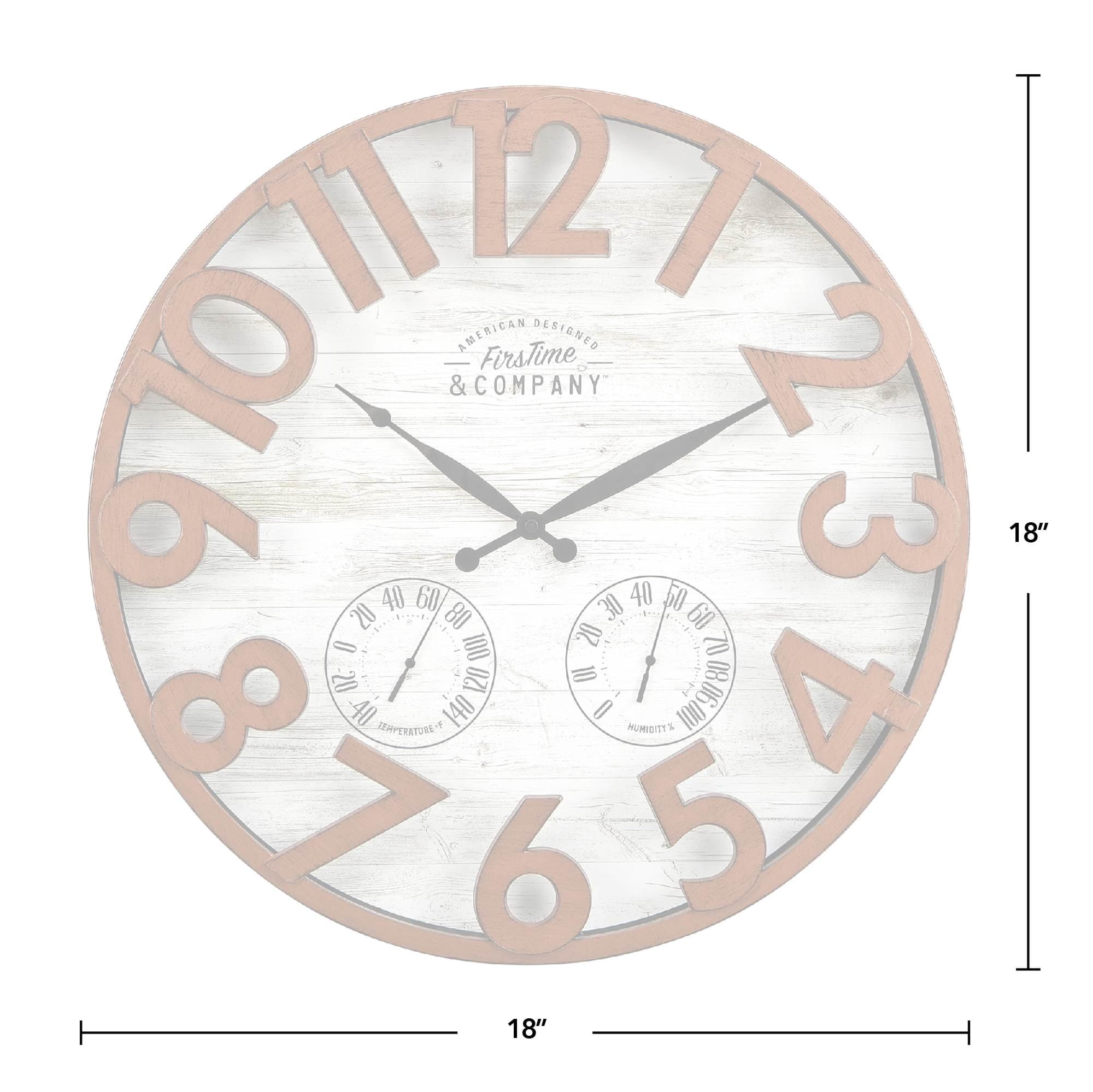 FirsTime & Co. Copper Shiplap Outdoor Wall Clock, Farmhouse, Analog, 18 x 2.5 x 18 in