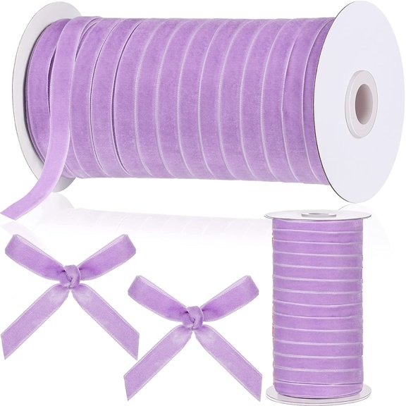 Christmas Vintage Velvet Ribbon Single Face Spool Satin Velvet Ribbon for Christmas Wreath Decoration DIY Bow Craft Gift Wrapping (Burgundy, 3/8 Inch, 60 Yard)