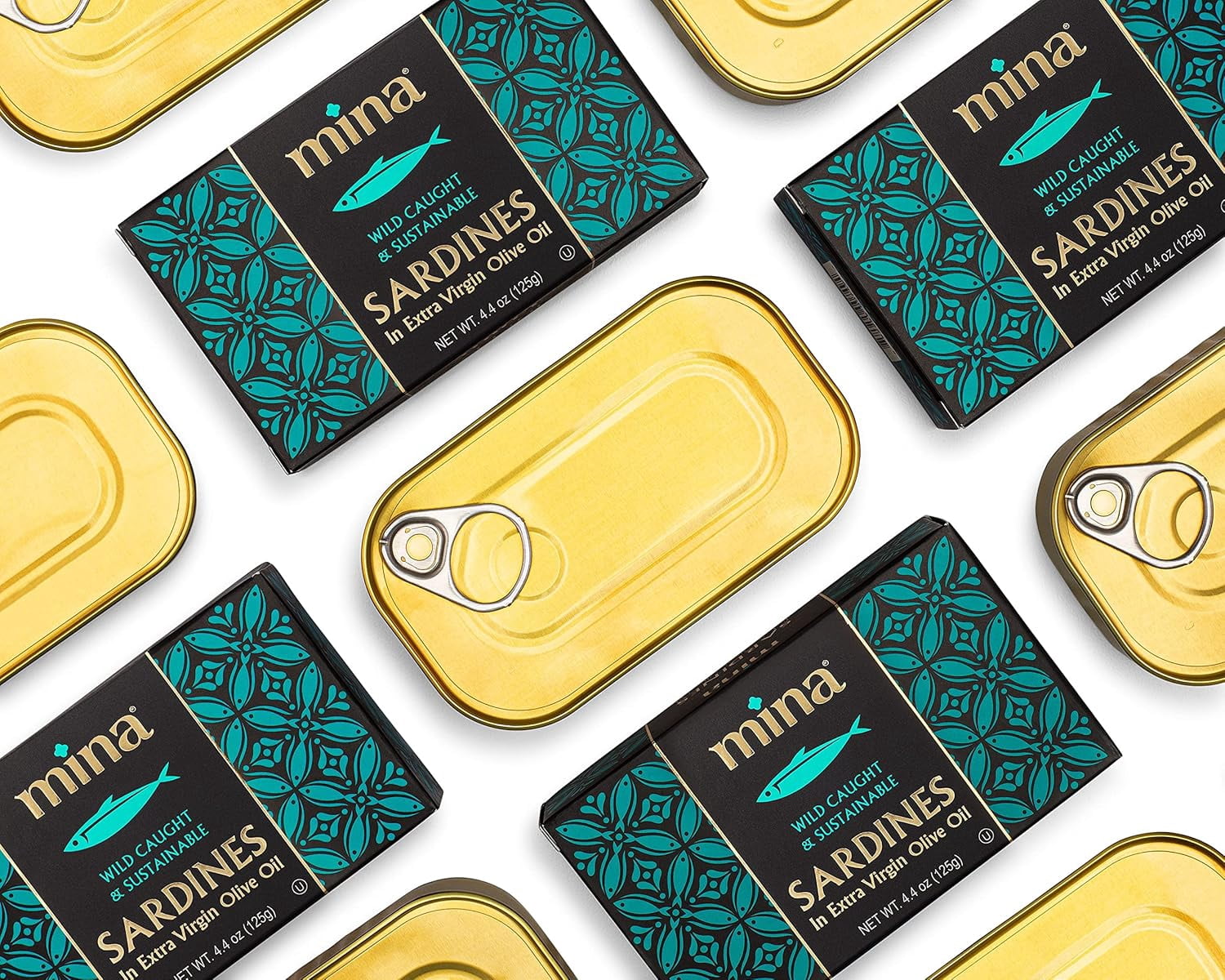 Mina Sardines in Olive Oil, Wild Caught, 4.4 oz (12 Pack), High Protein, Keto & Paleo Friendly