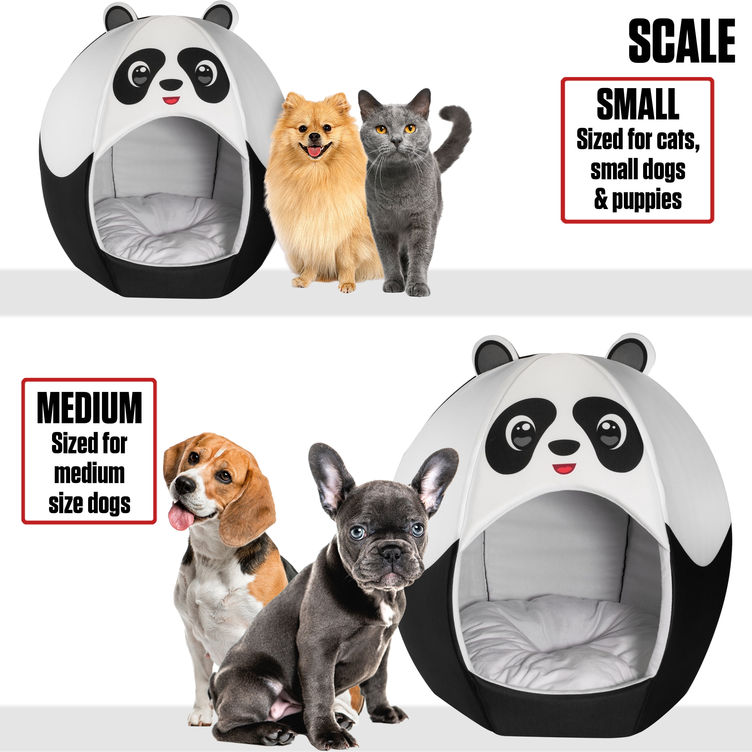 Maccabi Art Panda- Igloo Pet Bed for Dogs, Cats - Medium