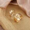 thumbnail image 3 of Naierhg 2Pcs/Set Butterfly Opening Alloy Wide Thin Hollow Couple Rings Finger Rings for Anniversary, 3 of 8