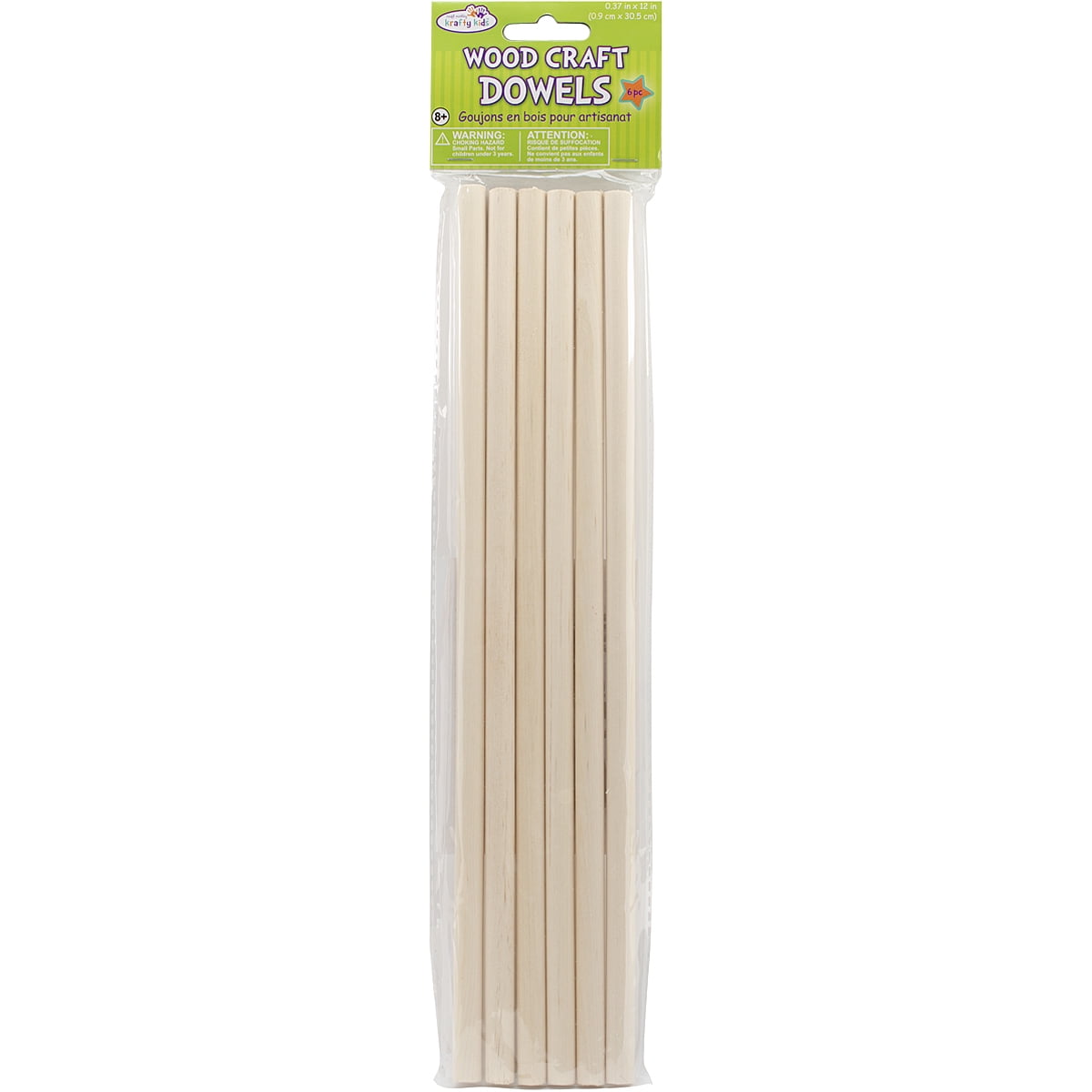 Wood Craft Dowels 12"Natural 3/8" 6/Pkg