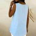 thumbnail image 5 of Staron Women Sleeveless V Neck Pleated Blouse Casual Button Down Loose Fit Summer Vacation Beach Tank Top, Light Blue XL, 5 of 7