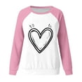 thumbnail image 3 of Cameland Rabais Saint-Valentin Femmes Mignon Rouge Cœur Graphique T-Shirts Raglan Manches Longues Col Rond Sweatshirts Ample Décontracté Tops Rose, 3 of 3