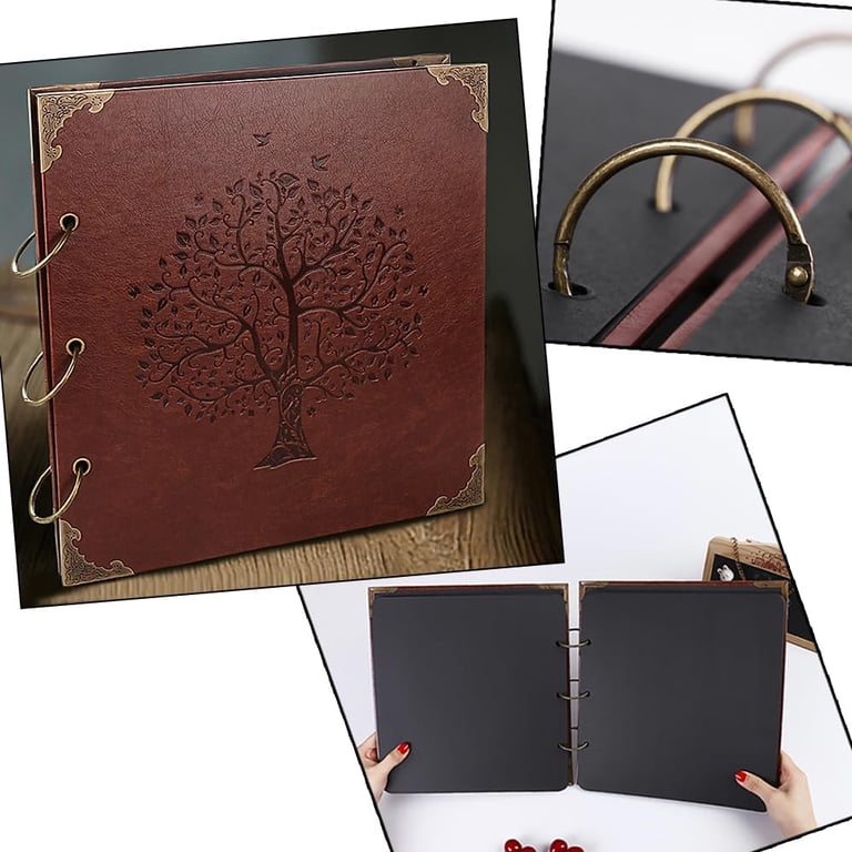 BEVTEE Vintage Leather DIY Scrapbook Album, 10x10 Inch 50 Pages photo 4