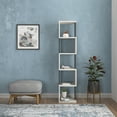 thumbnail image 2 of Ada Home Decor 5 Shelf Bookcase Multiple Tier Open Corner Shelf Modern Book Shelves, Ancient White, 2 of 7