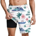 thumbnail image 1 of Brnmxoke Compression Lined Shorts Men Summer Funny Graphic Quick Dry Athletic Hawaii Swim Trunks 2 In 1 Drawstring Elastic Waist Beach Shorts Multicolor,M, 1 of 9