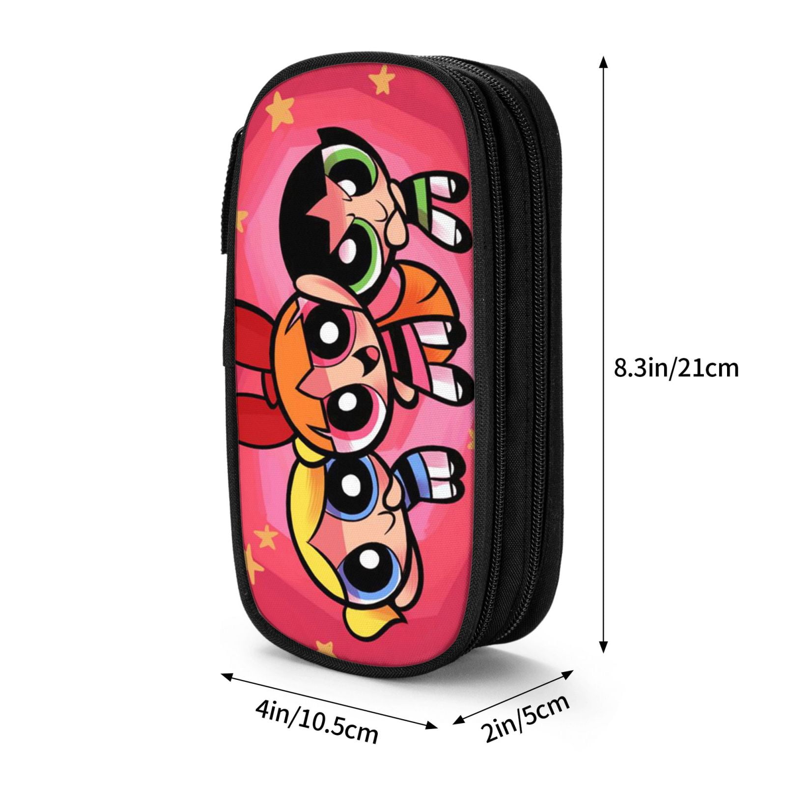 The Powerpuff Gi-rls Pencil Case Large Capacity Pencil Pouch Penbag Office Stationery Organizer Travel Makeup Bag Black