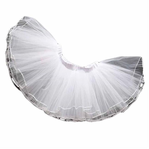 Kids 4-Layers Gauzy Prom Dress Up Ballet Bubble Tutu Skirt for Girls, White - 22 cm