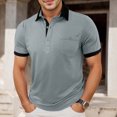 thumbnail image 2 of Mens Polo T Shirt Short Sleeve with Button Loose Fit Summer Shirts Light Gray Mens Dress Shirts, 2 of 6