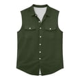 thumbnail image 4 of Antinious Men Solid Button Pockets Collar Sleeveless Breathable Daily Casual Tank Top, 4 of 5
