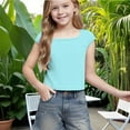 thumbnail image 4 of Timegard Toddler Girls Clothes Cap Sleeve Cropped Tank Tops Comfy Square Neck Tee Shirts Candy Color, 4 of 8