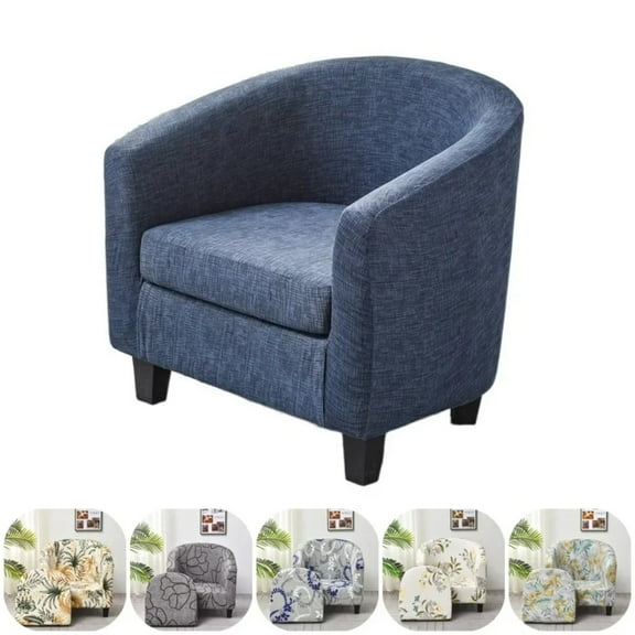 ATJIA 2 Piece Club Chair Slipcover Stretch Barrel Chair Covers Printed Tub Chair Slipcovers Removable Couch Arm Chair Cover