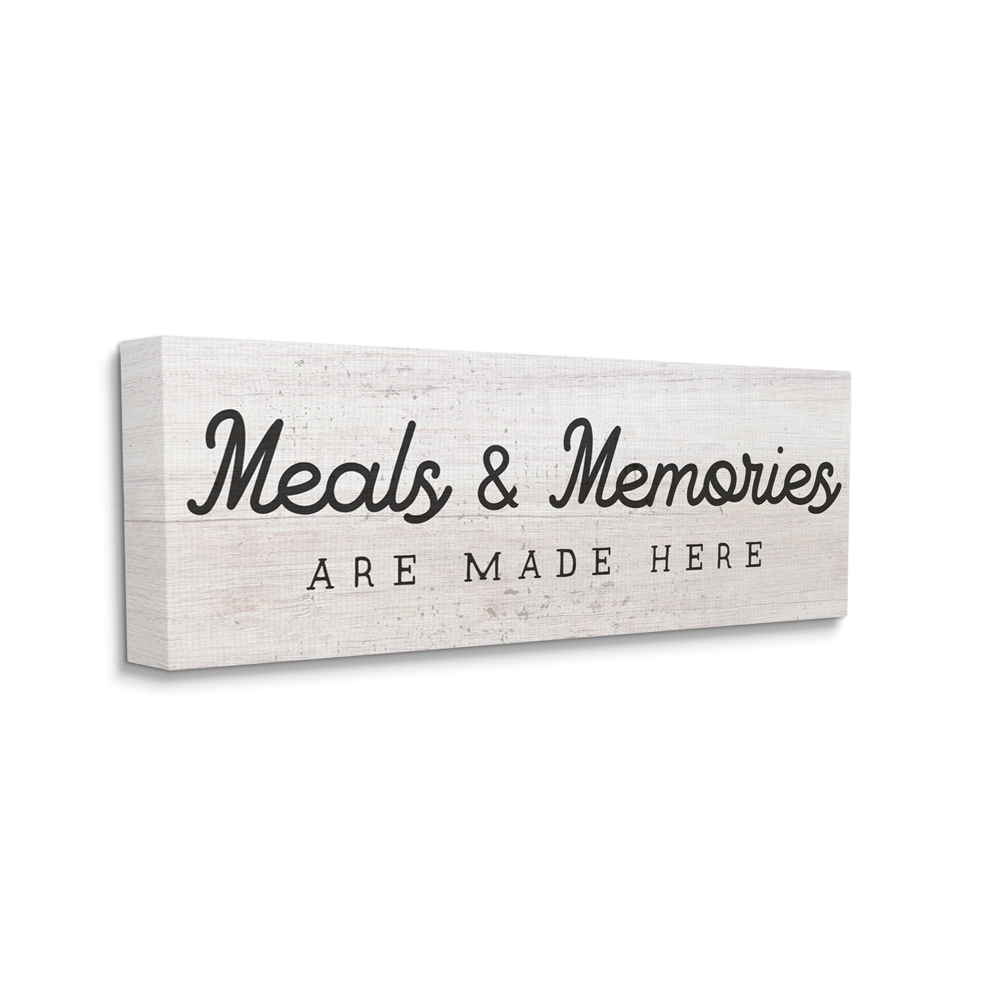 Stupell Industries Meals & Memories Made Here Rustic Kitchen Sign Graphic Art Gallery-Wrapped Canvas Print Wall Art, 40x17, by Daphne Polselli