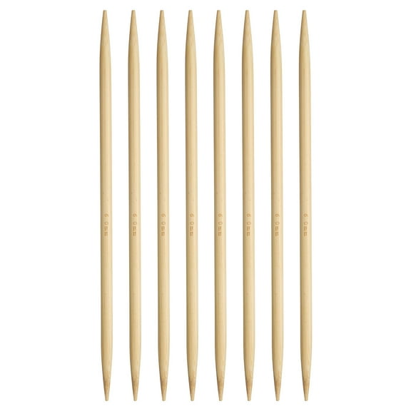 Uxcell 8Pcs Bamboo Knitting Needles Double Pointed Size US 10(6mm) 7.9 Inch