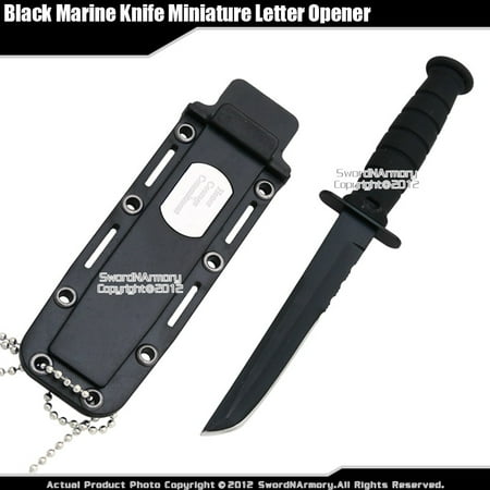 Black Small Marine Combat Knife Replica Letter Opener Dagger Serrated w/