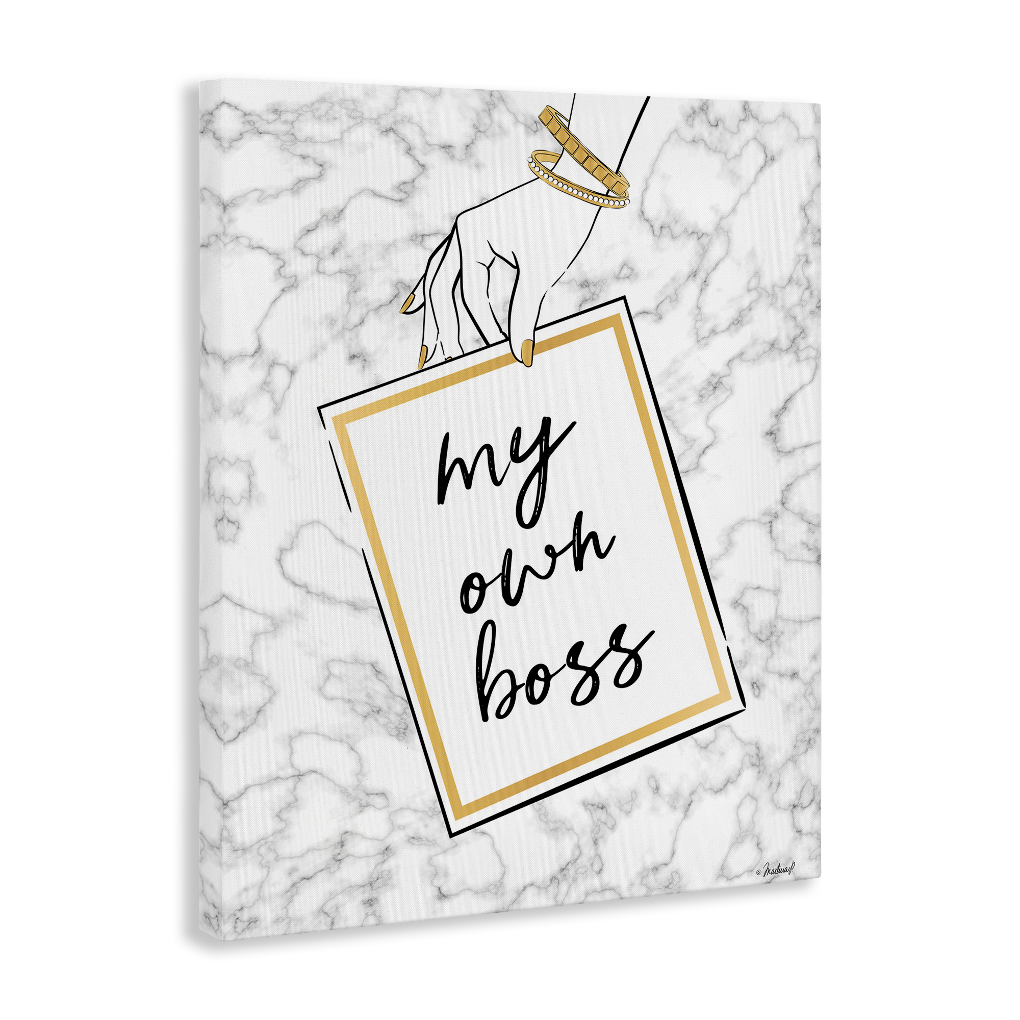 Stupell Industries My Own Boss Phrase Typography Painting Gallery Wrapped Canvas Art Print Wall Art, 16 x 20