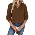 thumbnail image 2 of Sudadera con Capucha Extragrande de Otoño para Mujer, con Cuello en V y Larga. Marrón L, 2 of 8