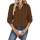 thumbnail image 2 of Sudadera con Capucha Extragrande de Otoño para Mujer, con Cuello en V y Larga. Marrón L, 2 of 8