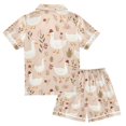 thumbnail image 2 of FORMRS Kids Short Sleeve Top and Pants Pajama Set Unisex Satin 2-Piece Sleepwear, Sizes 13-14Y, Cartoon Goose Pattern, 2 of 8