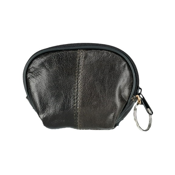 CTM Leather Compact Zipper Coin Pouch Wallet