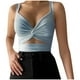 thumbnail image 2 of ICHUANYI Clearance Women Solid Sexy Appliques Sleeveless Pullover Vest Tank Crop Tops Shirts(Light blue, S) ICHUANYI WER2023080905986, 2 of 6