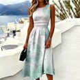 thumbnail image 2 of KLHDSF Dresses For Women Crew Neck Sleeveless Fit And Flare Fashionable Lightweight Elegant Summer Dress Light Green S, 2 of 6