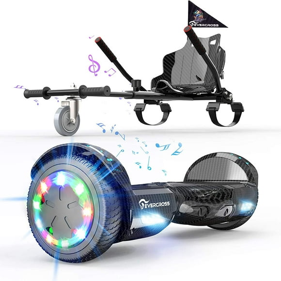EVERCROSS Hoverboard, Hoverboard for Adults, Hoverboard with Seat Attachment, 6.5" Hover Board Self Balancing Scooter with Bluetooth Speaker & LED Lights, Suit for Adults and Kids, Black