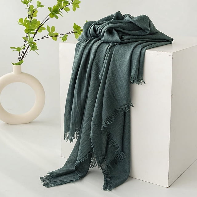 Bufanda de verano de algodón y lino, color sólido, sencilla, para uso diario, protección solar, chal de seda para mujer, bufanda, bufanda, bufanda