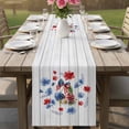 thumbnail image 4 of 4th of July Table Runner 70 Inches, Independence Day Floral Blue Red Botanical Bed Runner Dresser Scarves Tabletop for Indoor Outdoor Parties/Ceremony/Banquet, 13" x 70", 4 of 9